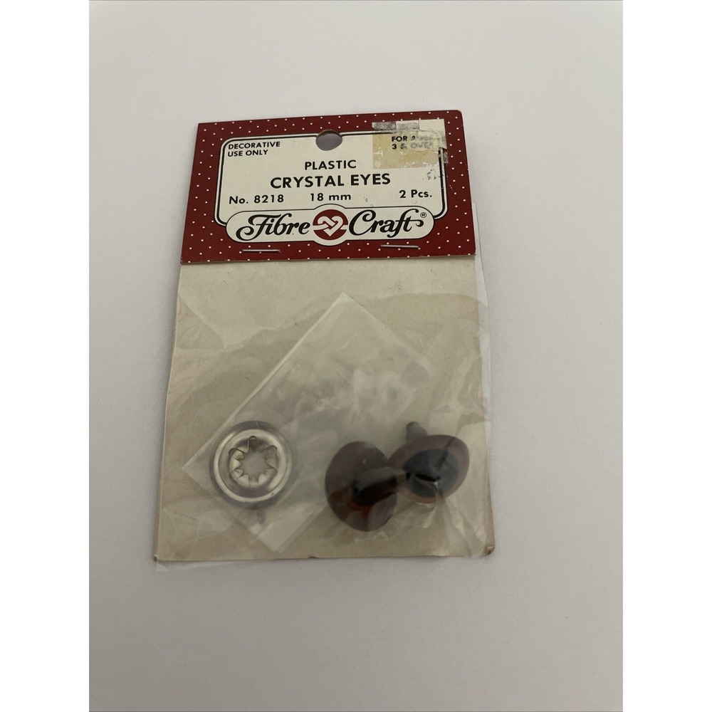 2 Fibre Craft Plastic Crystal Eyes Novelty No. 8218 18mm Vintage